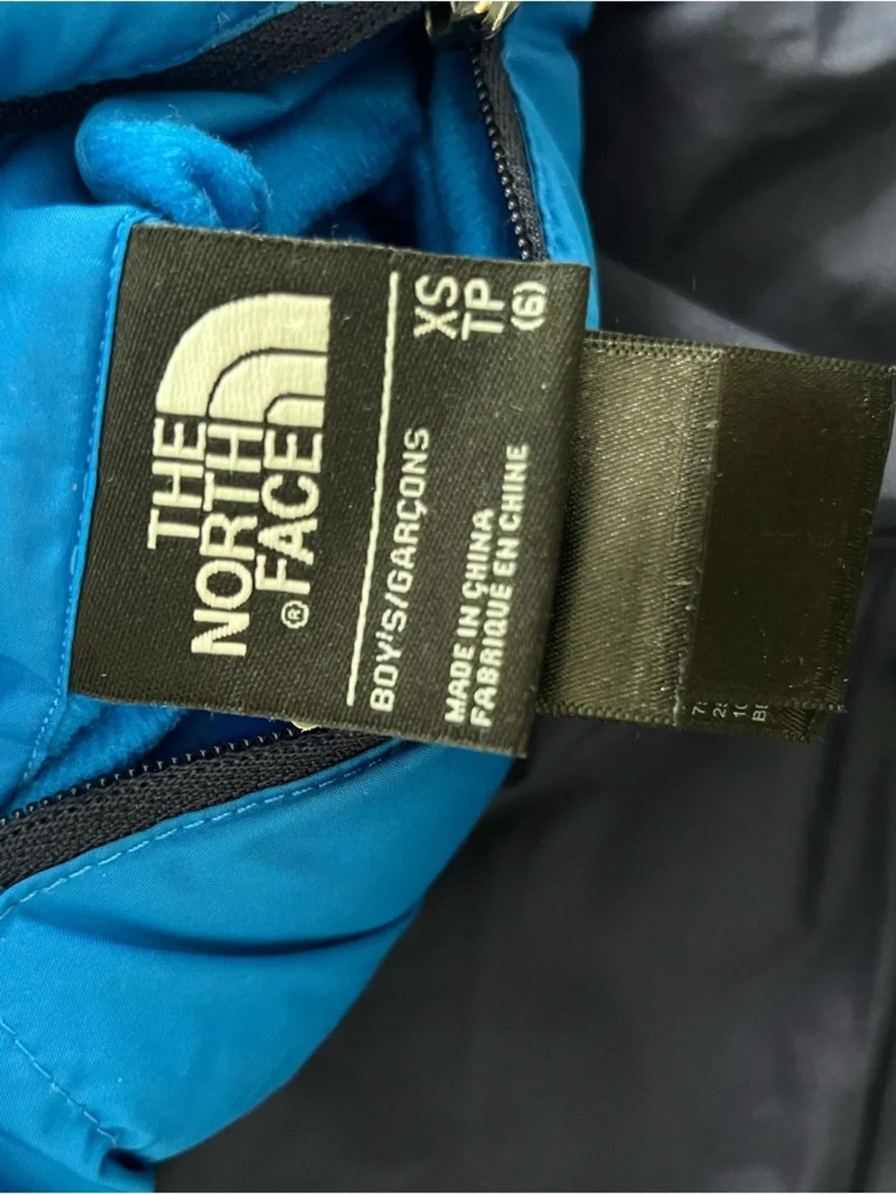 Boys The North Face Down Puffer Jacket XS Blue Lightweight Hooded